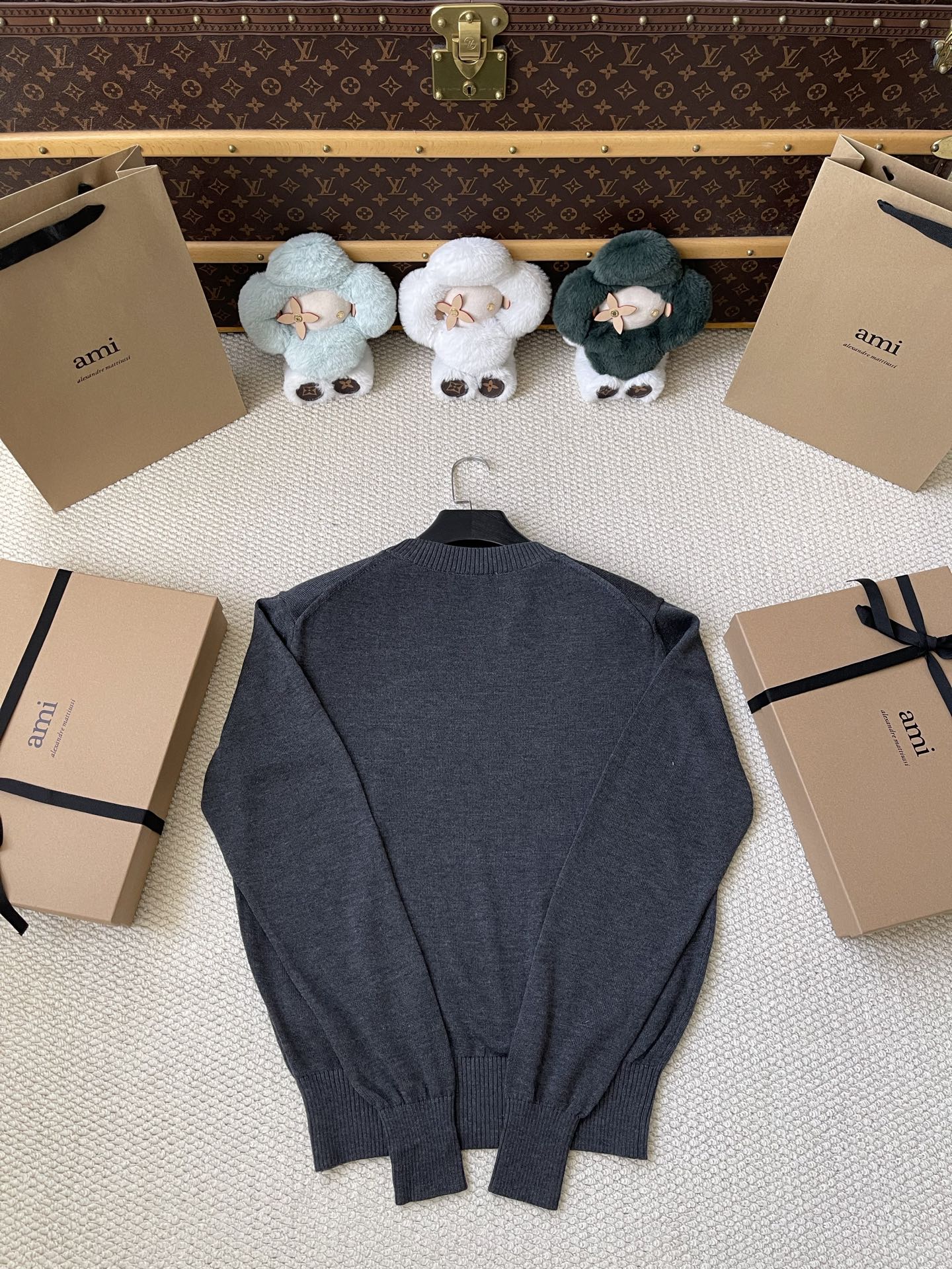 Small Heart Crewneck Knit Sweater — product photograph