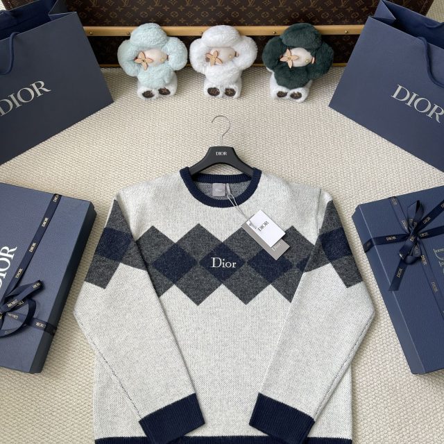 Argyle Crewneck Knit Sweater — product photograph