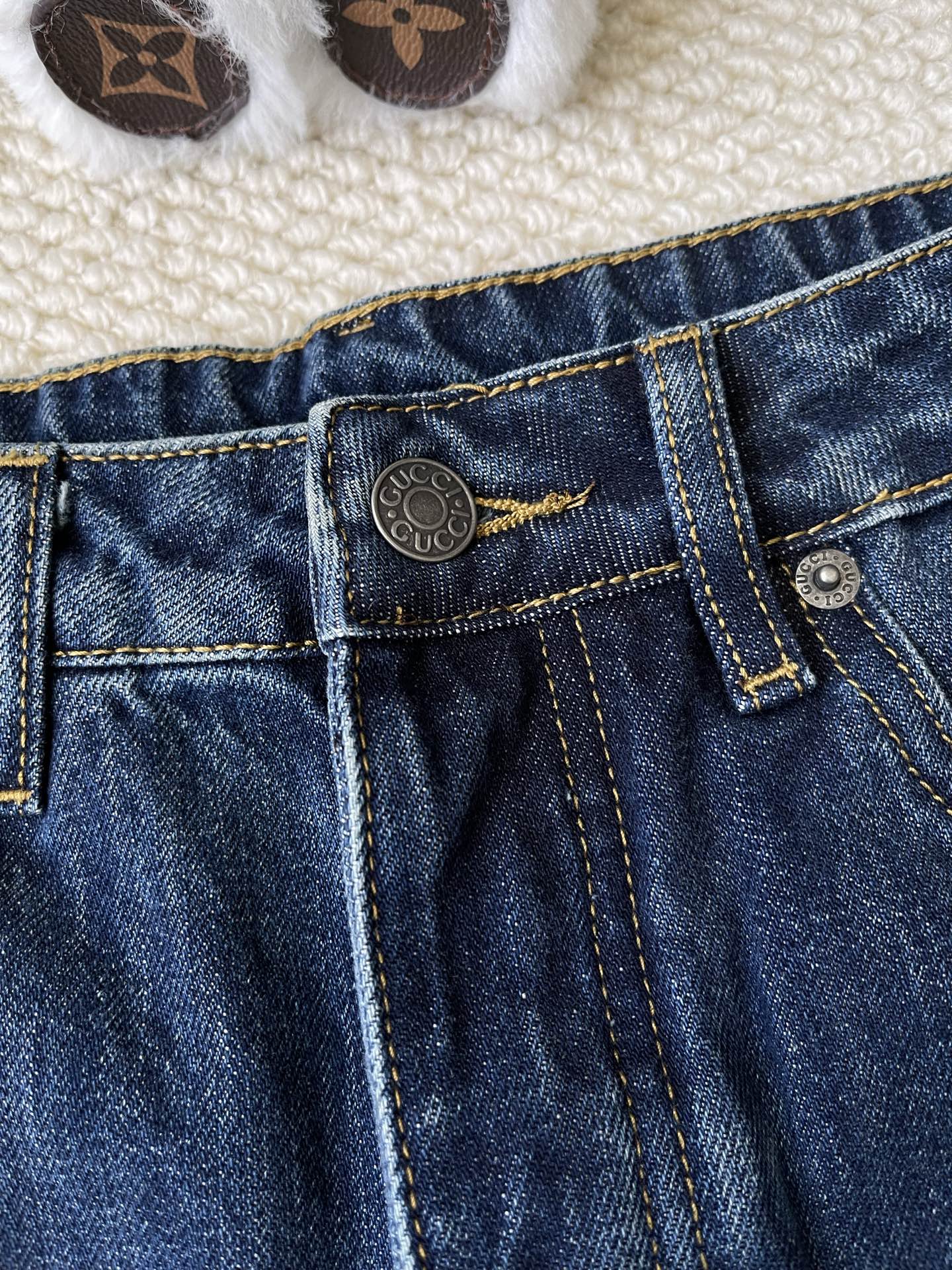 Horsebit Pocket Wide Leg Jeans — product photograph
