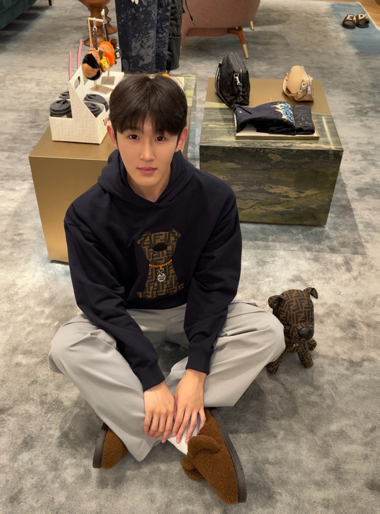 Dog Motif Pullover Hoodie — product photograph