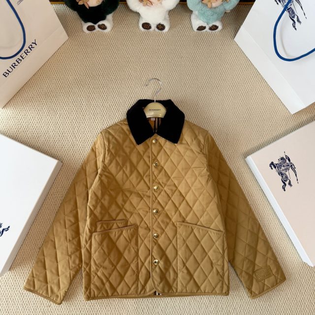 Diamond Quilt Contrast Collar Jacket — product photograph
