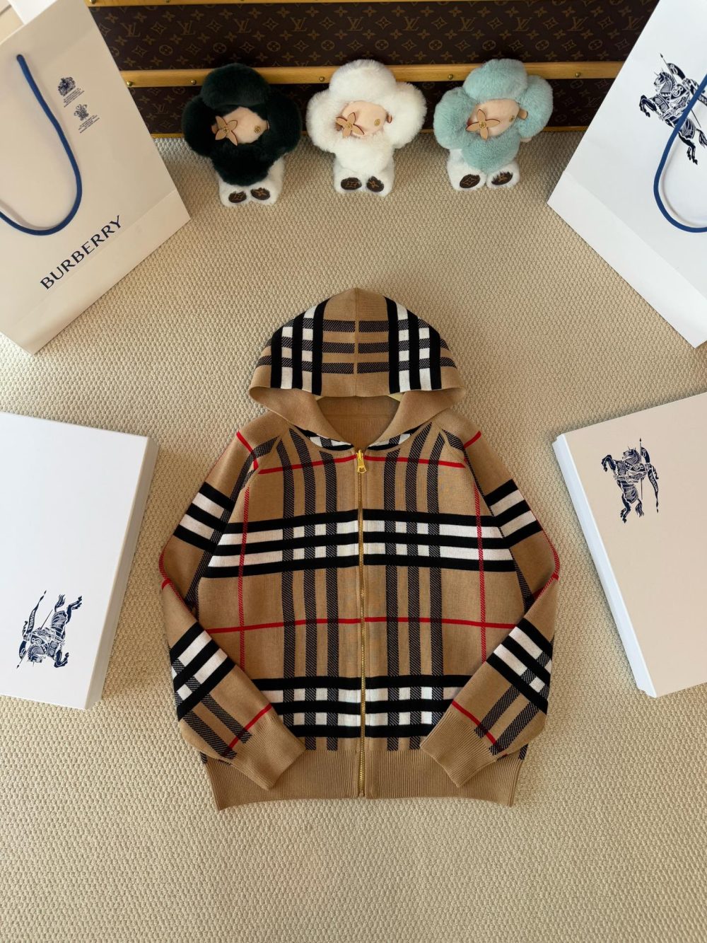 Reversible Check Zip Hoodie — product photograph