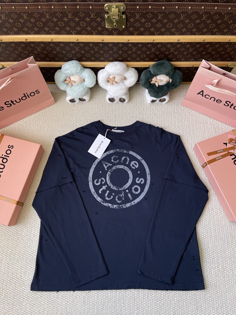 Distressed Logo Long Sleeve Top — product photograph