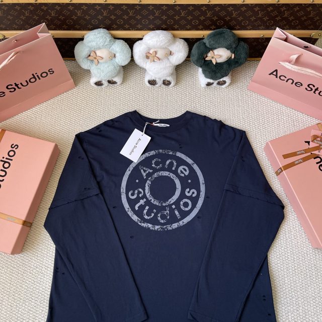 Distressed Logo Long Sleeve Top — product photograph