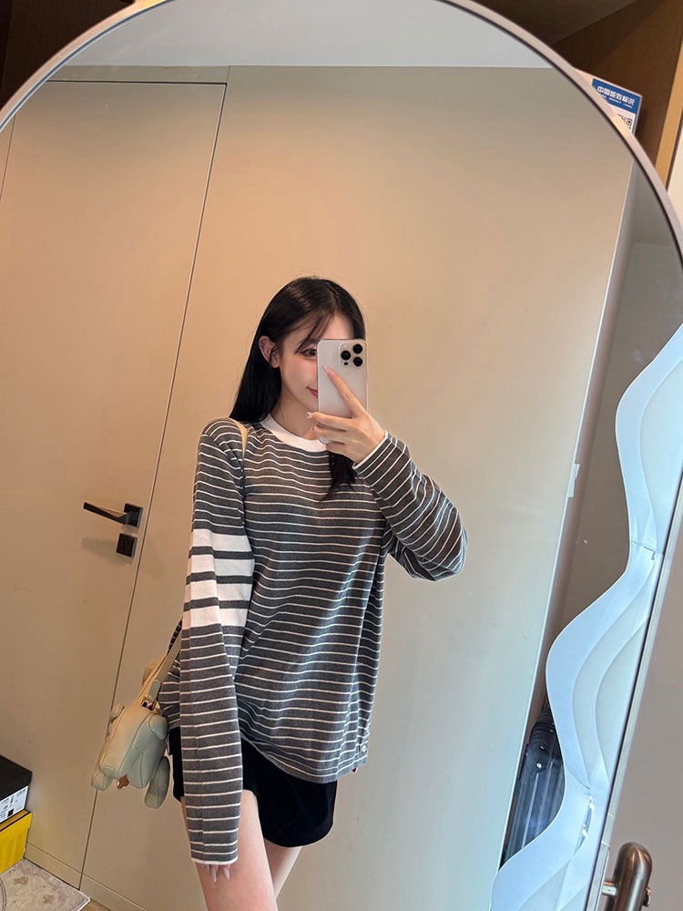 Fine Stripe Crewneck Sweater — product photograph