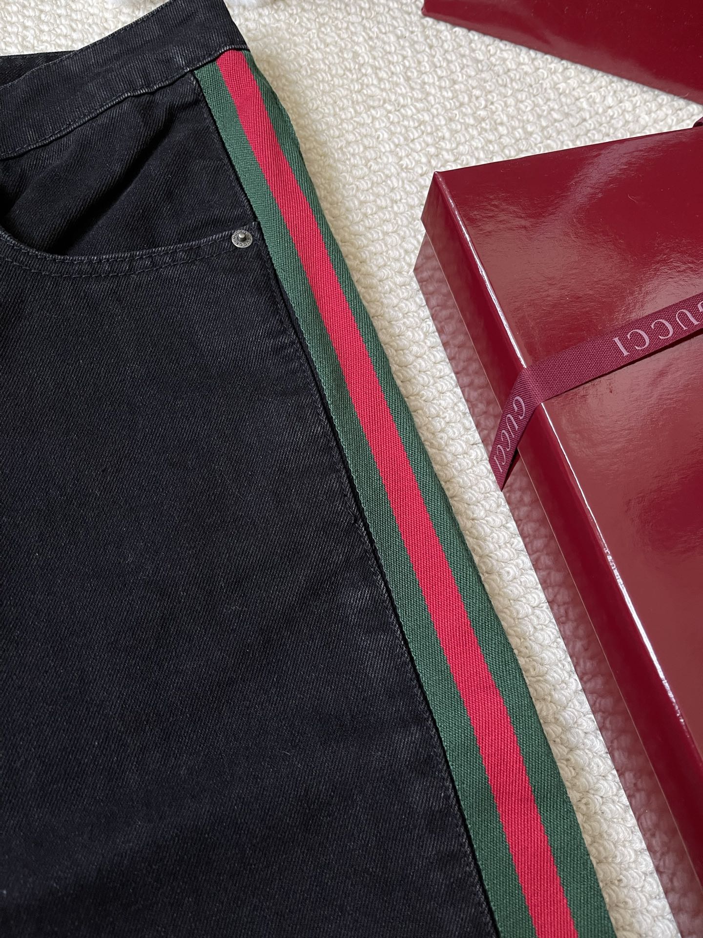 Web Stripe Wide Leg Jeans — product photograph