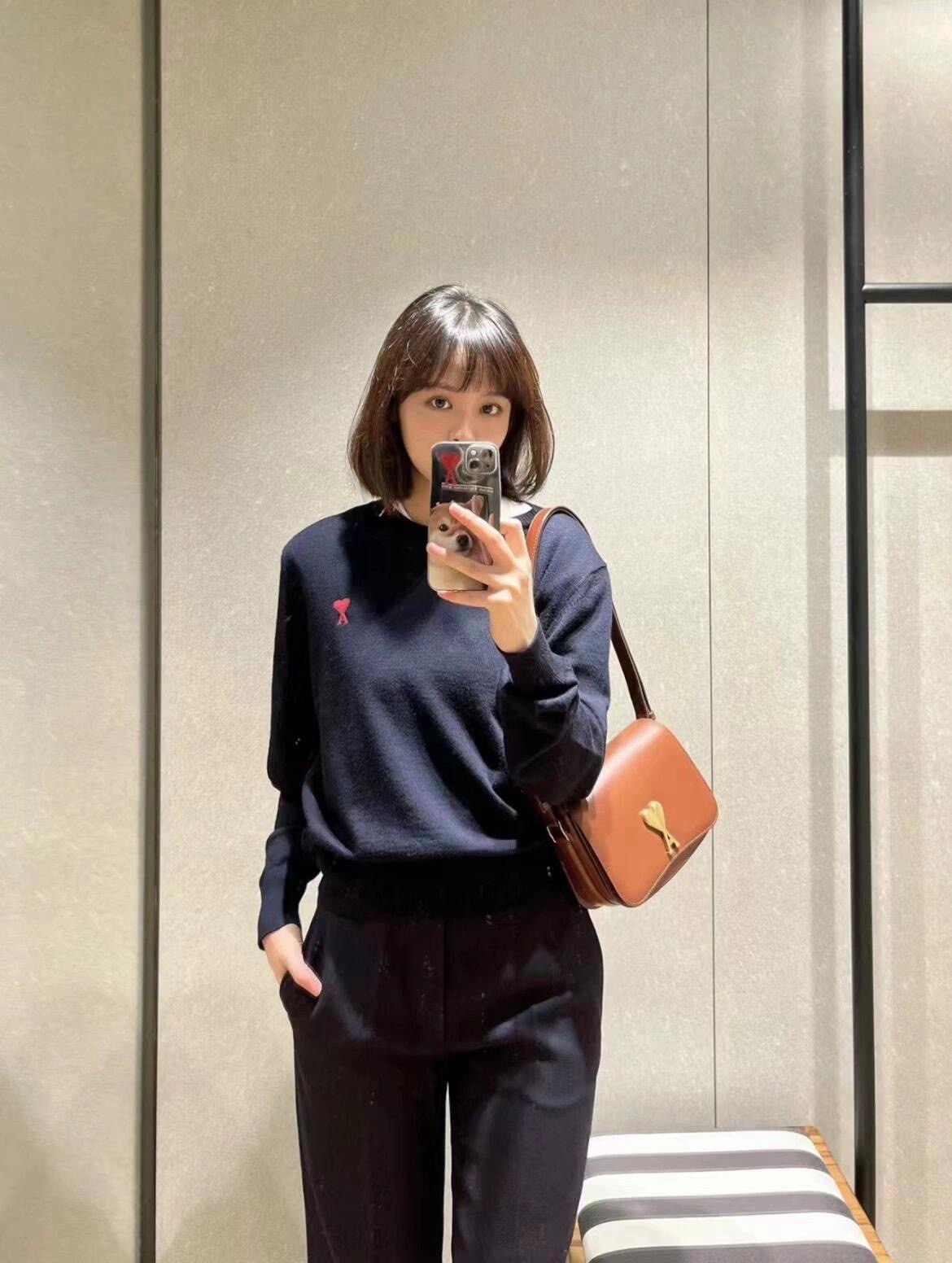 Small Heart Crewneck Knit Sweater — product photograph