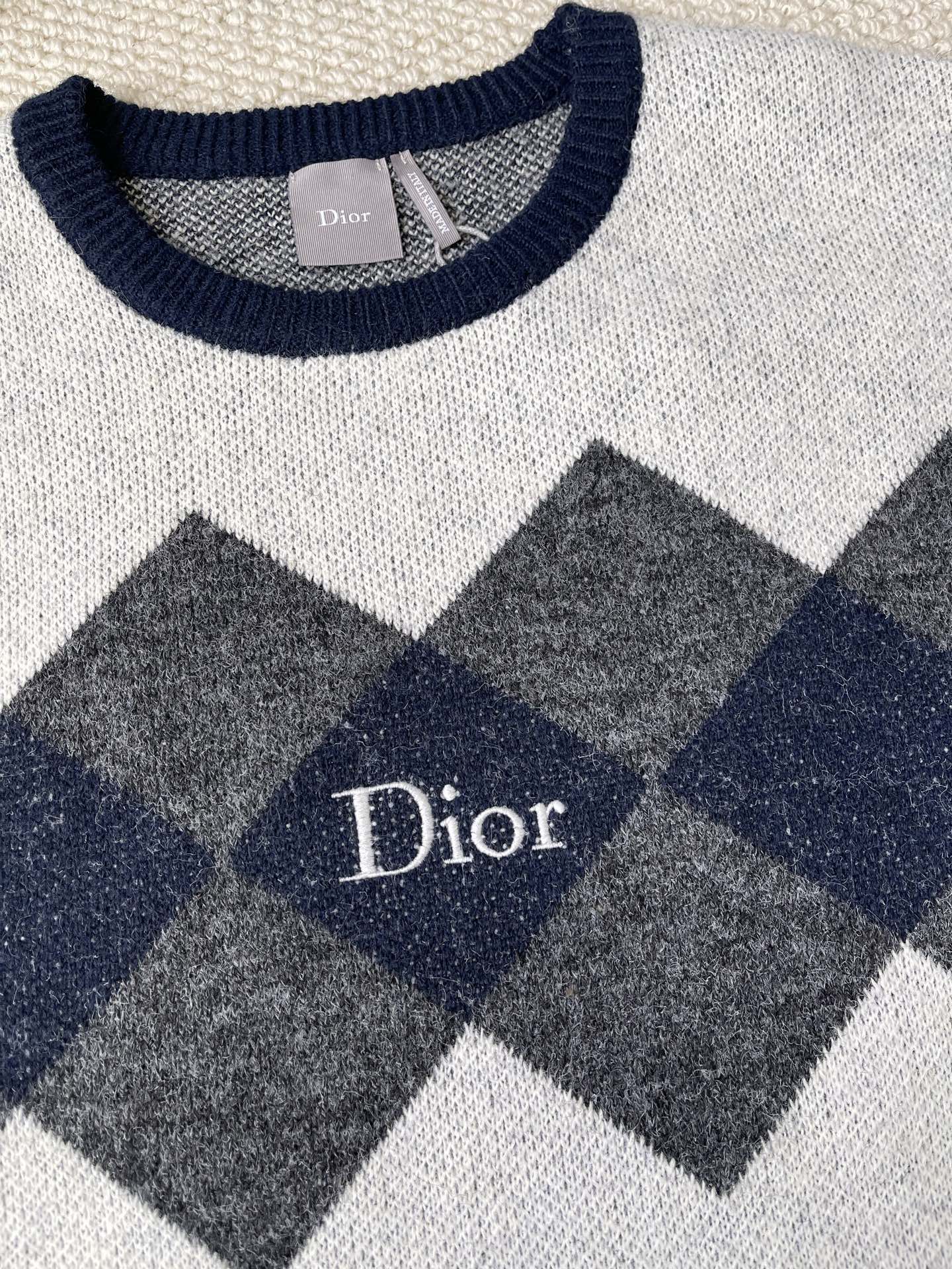 Argyle Crewneck Knit Sweater — product photograph