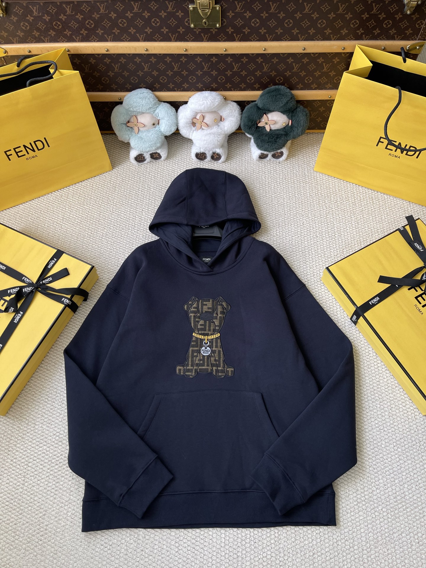 Dog Motif Pullover Hoodie — product photograph