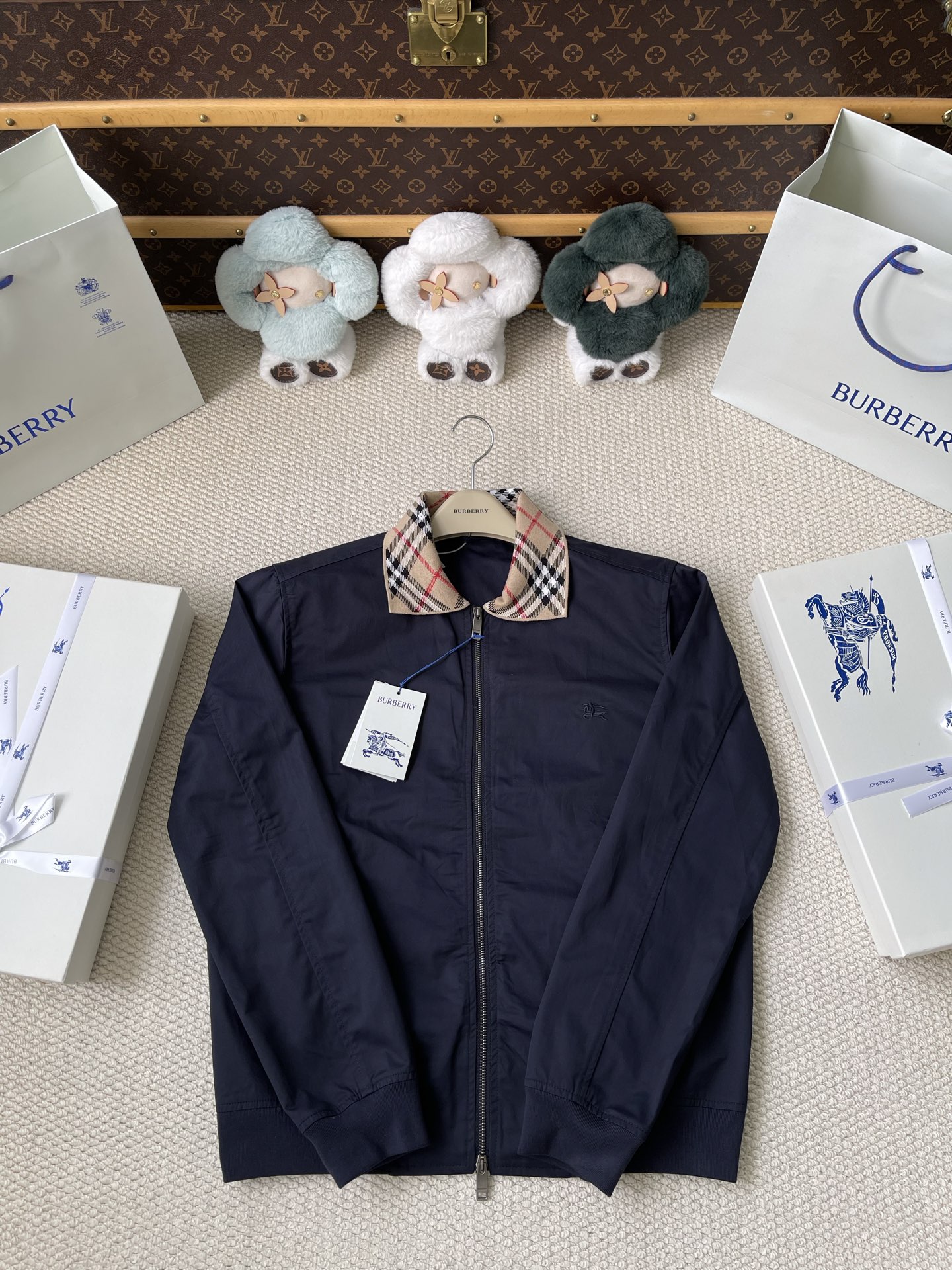 Check-Collar Zip Jacket — product photograph