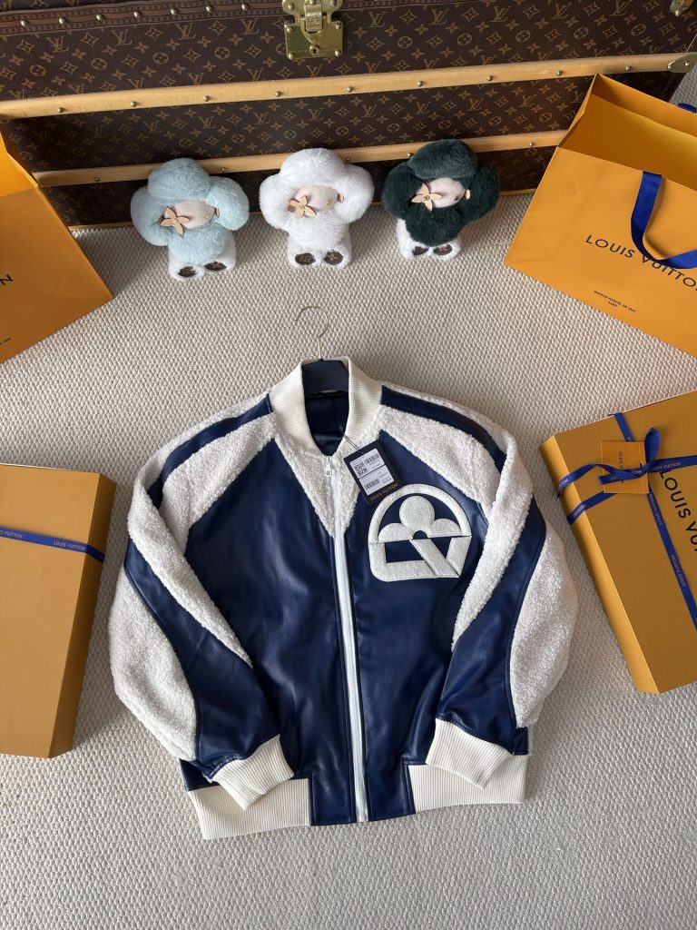 Contrast-Trim Emblem Varsity Jacket — product photograph