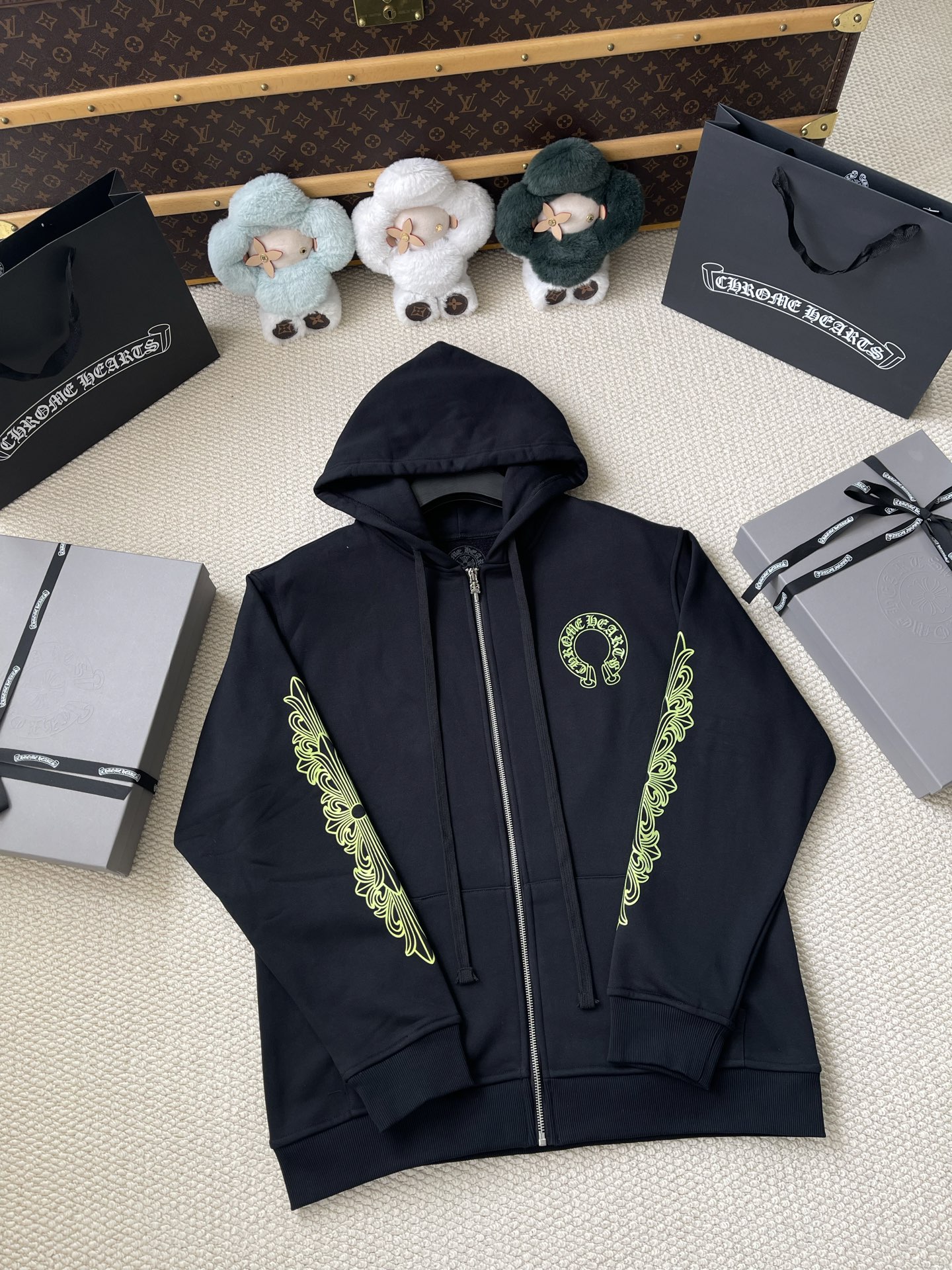 Lime Horseshoe Zip Hoodie — product photograph