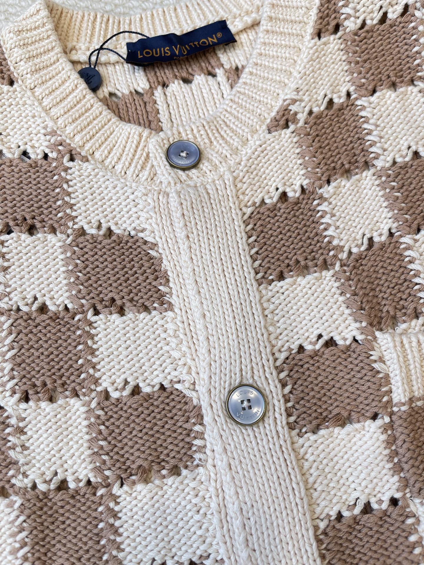 Textured Checkerboard Cardigan — product photograph