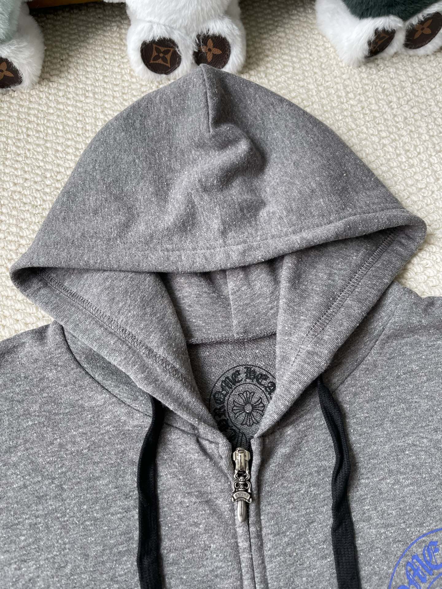 Blue Cross-Graphic Zip Hoodie — product photograph