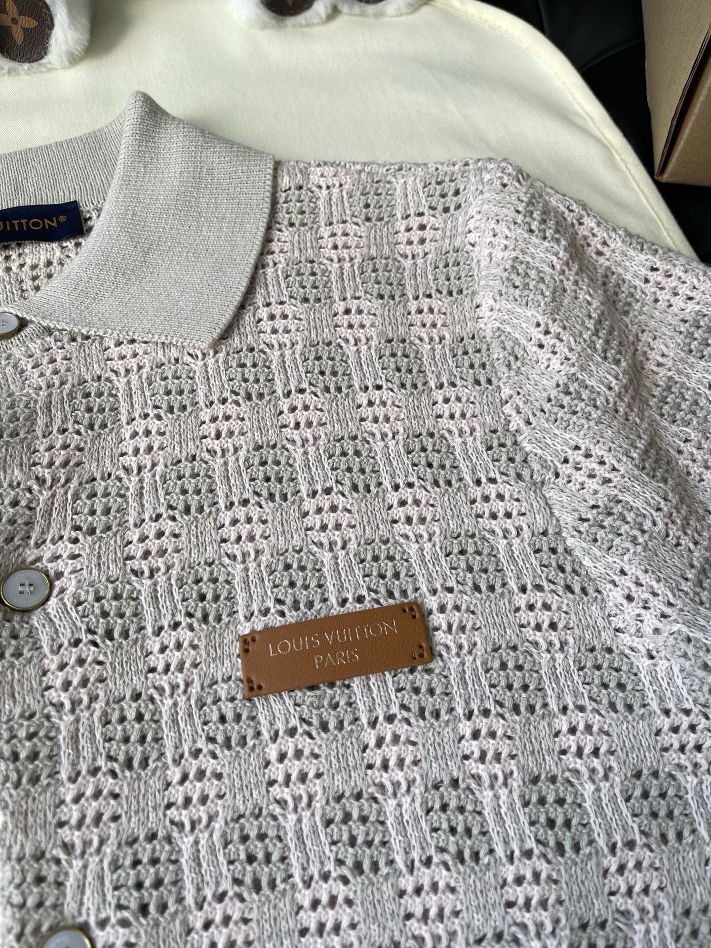 Openwork Check Short-Sleeve Polo — product photograph
