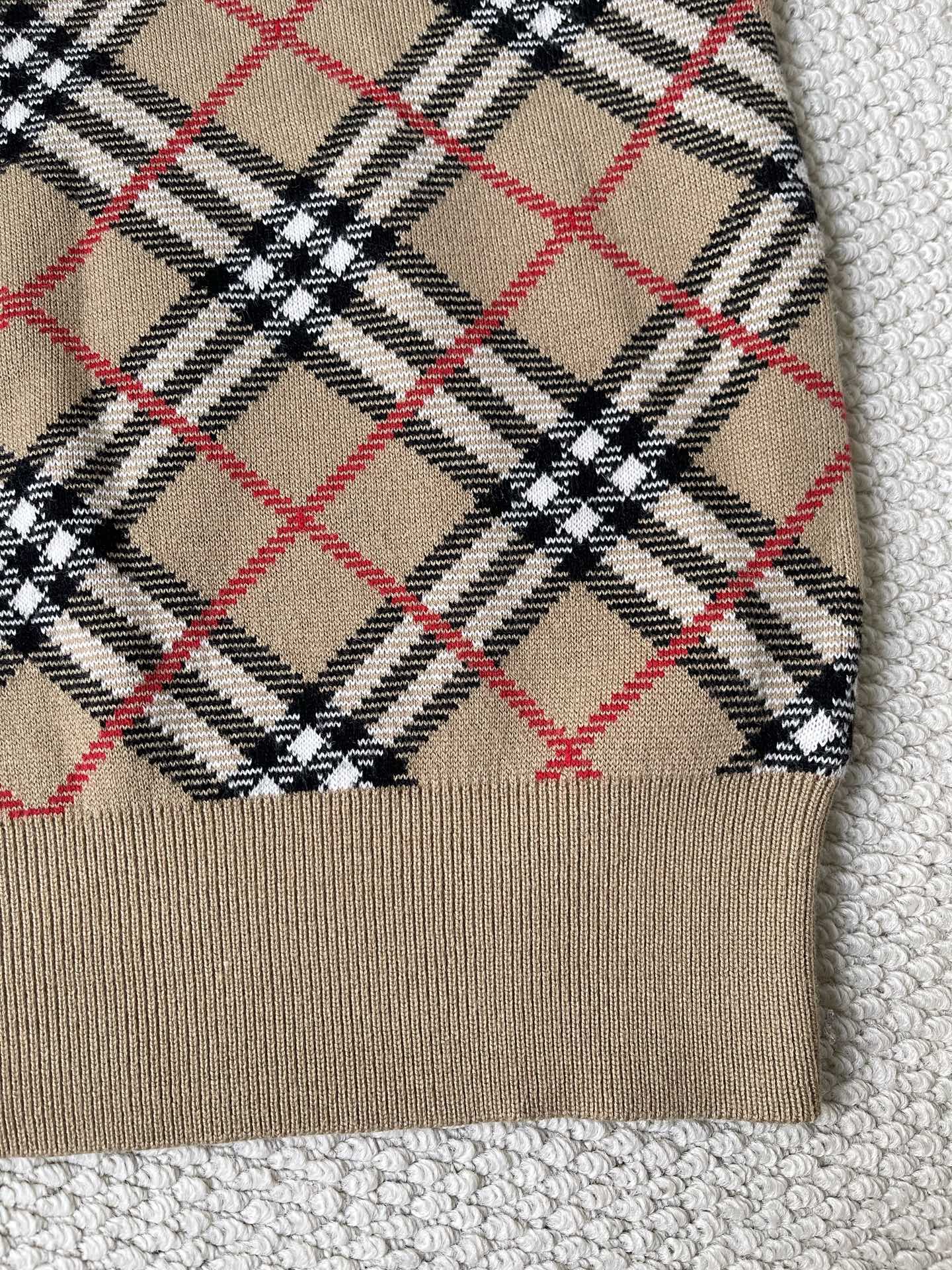 Diagonal-Check Crewneck Sweater — product photograph
