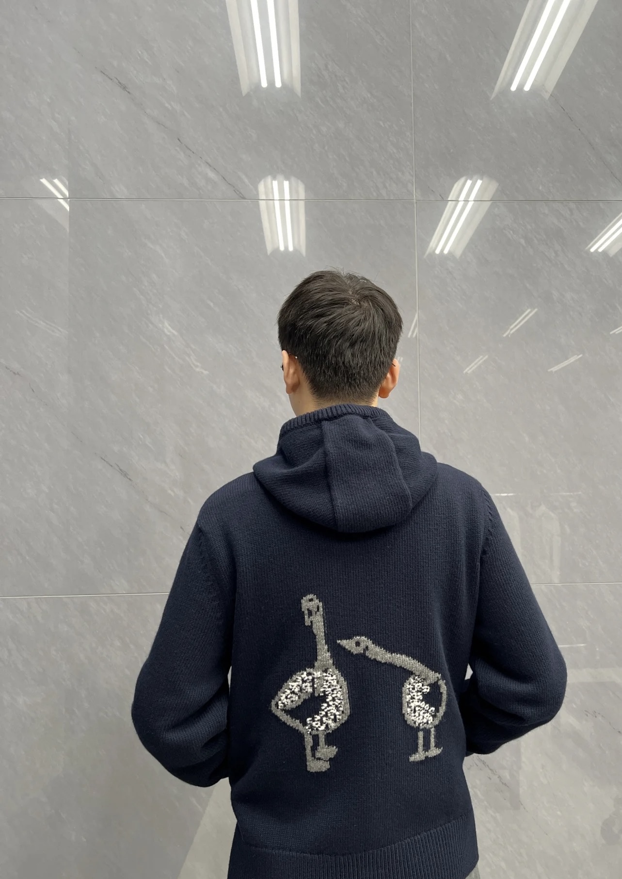 Skeletal-Motif Knit Zip Hoodie — product photograph