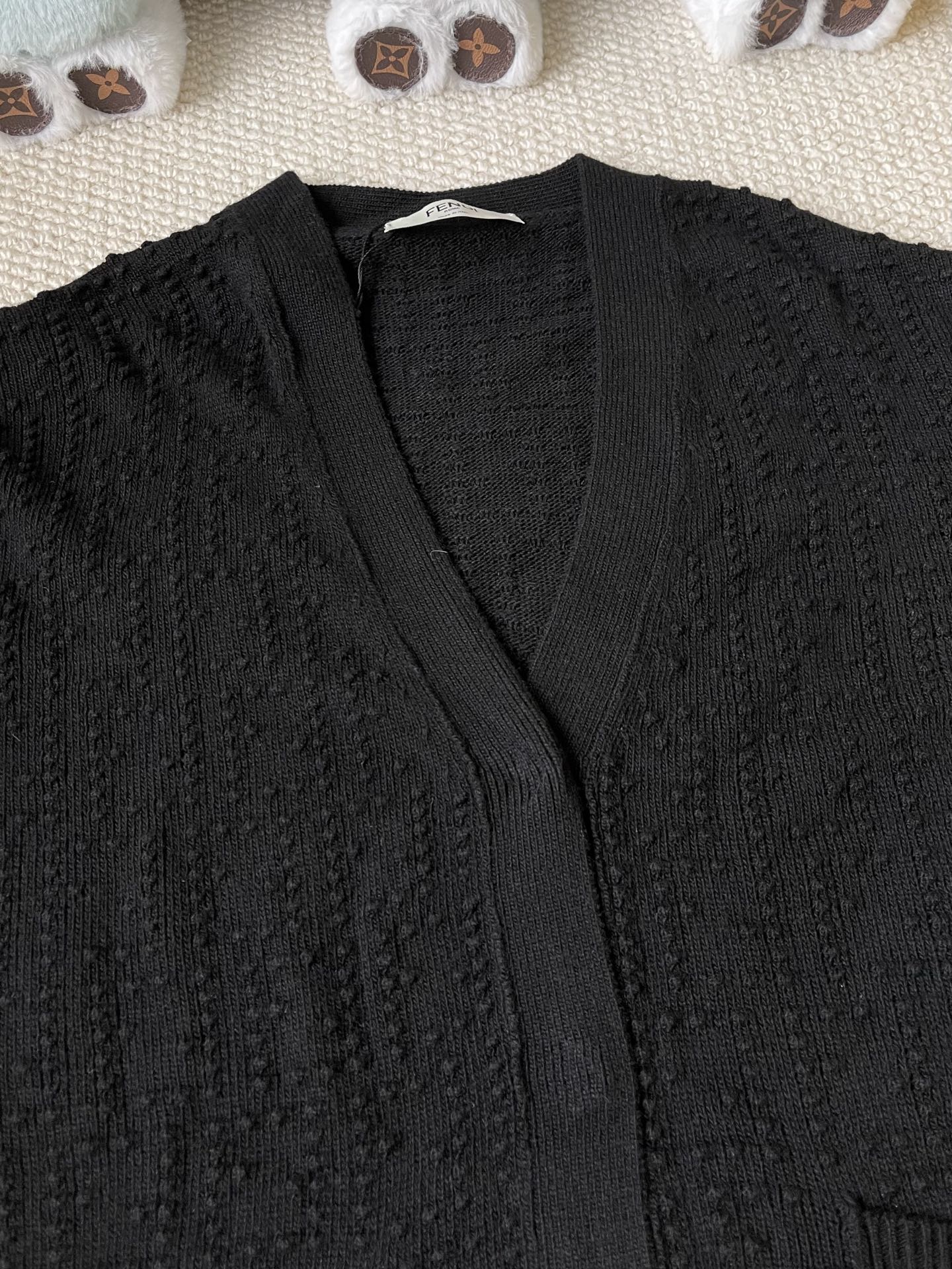Cable-Panel V-Neck Cardigan — product photograph