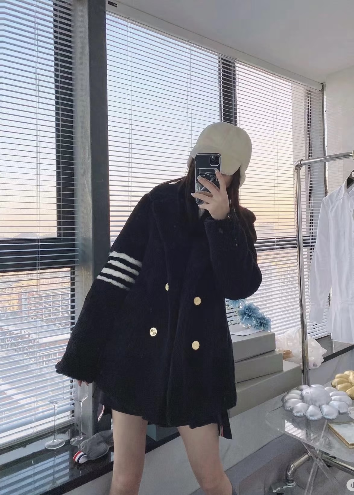 Four-Bar Double-Breasted Peacoat — product photograph