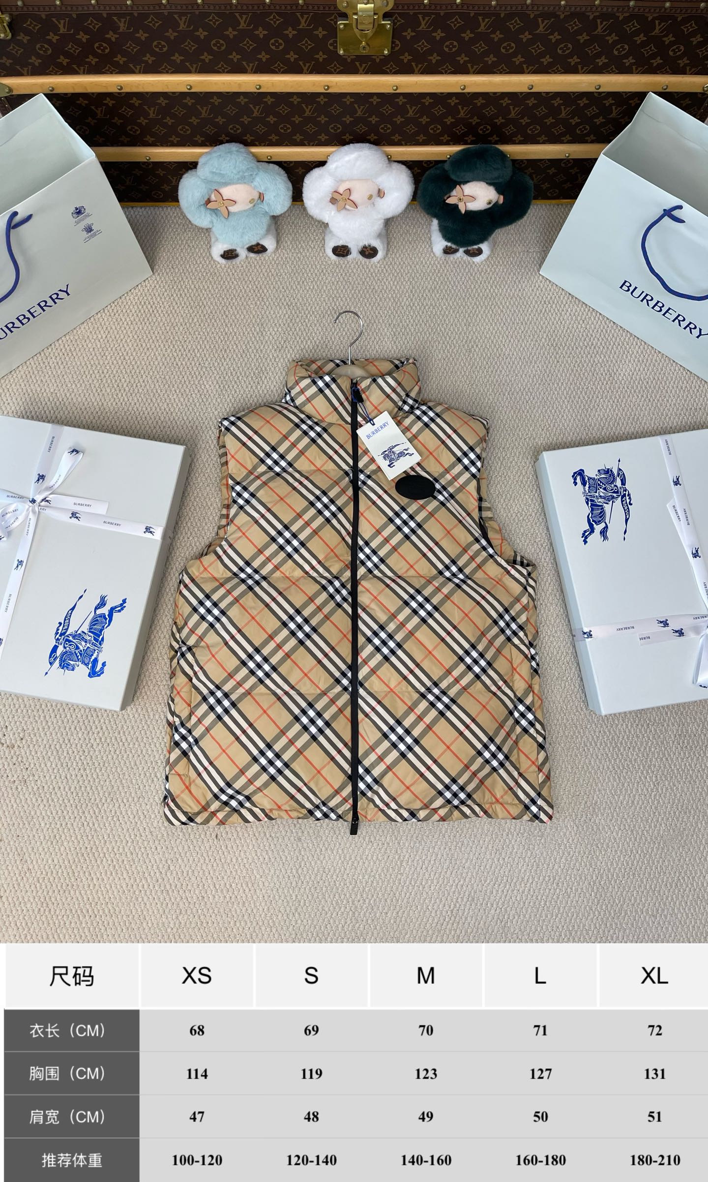 Classic-Check Zip-Front Vest — product photograph