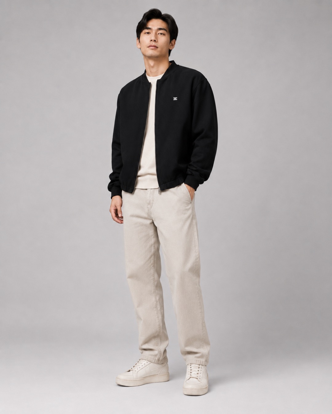Small-Emblem Zip Cardigan — product photograph