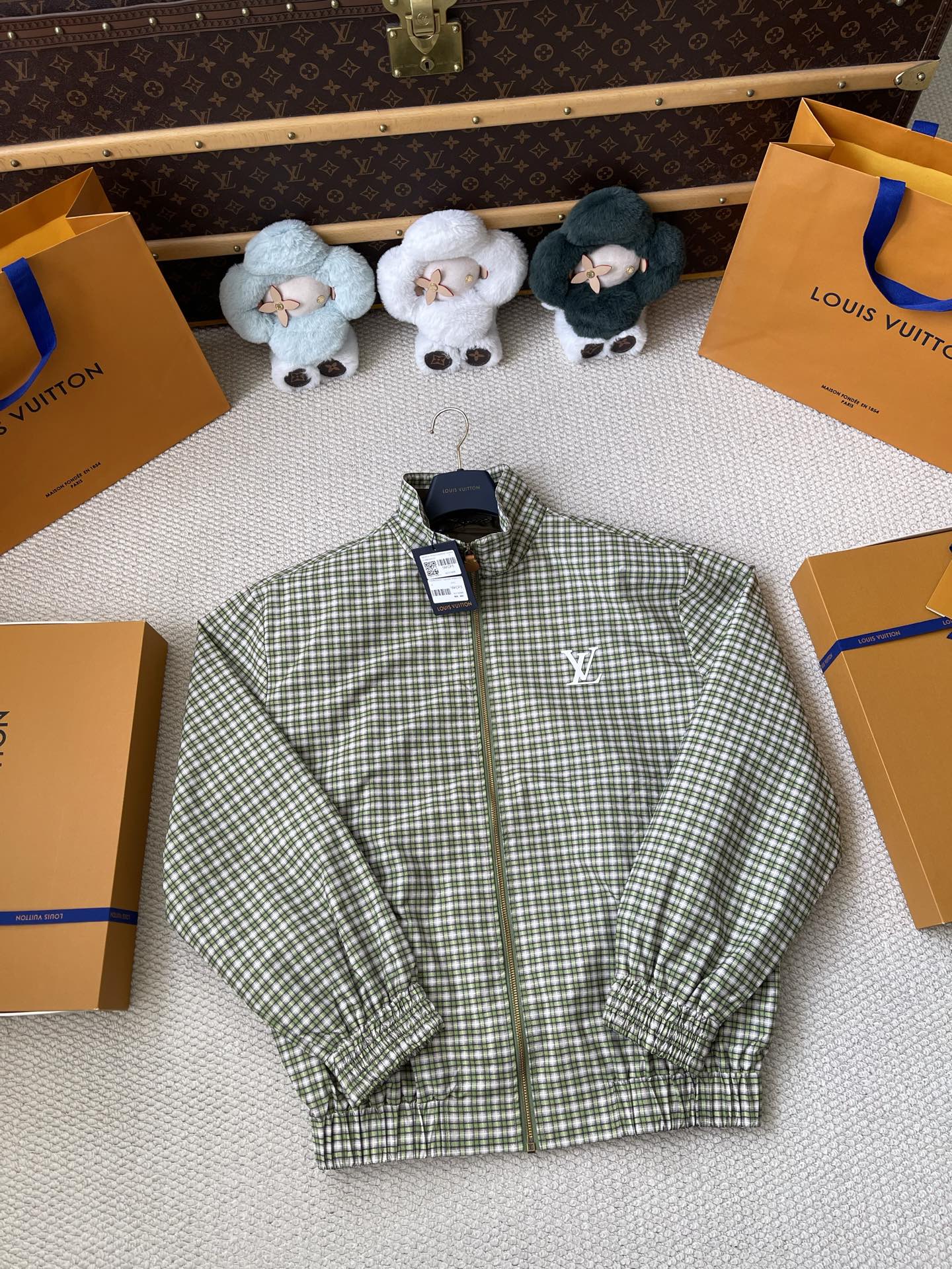 Gingham Zip Windbreaker — product photograph