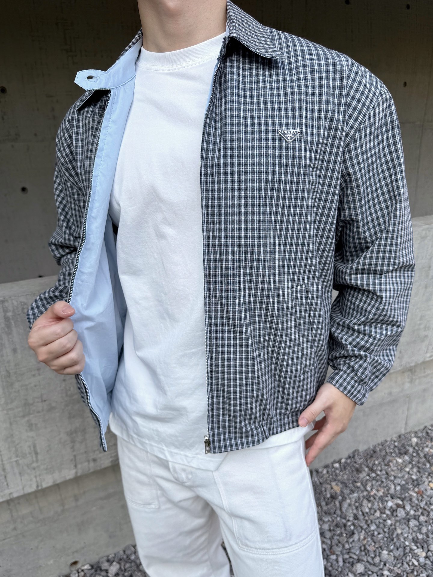Gingham Zip-Front Jacket — product photograph
