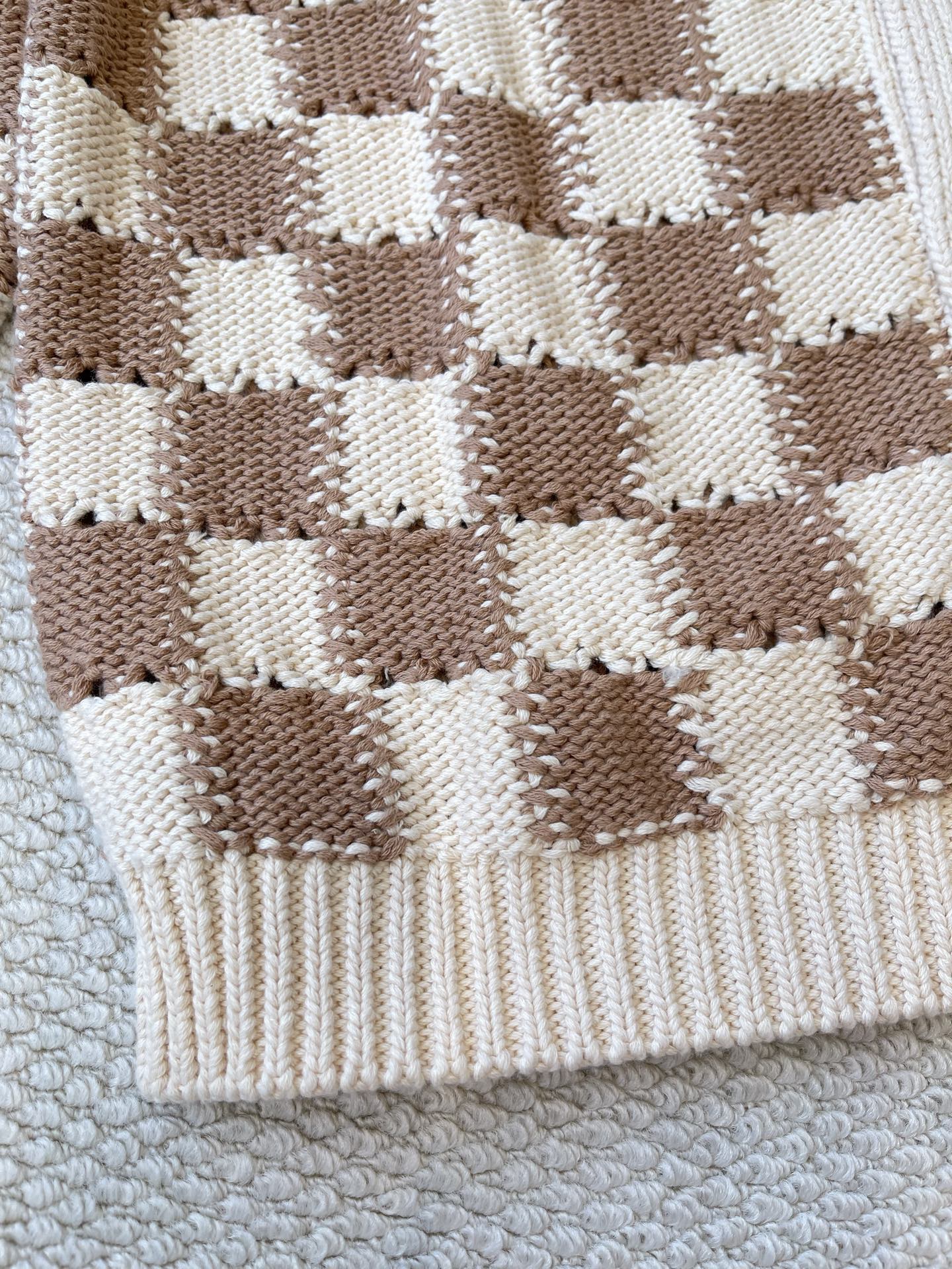 Textured Checkerboard Cardigan — product photograph