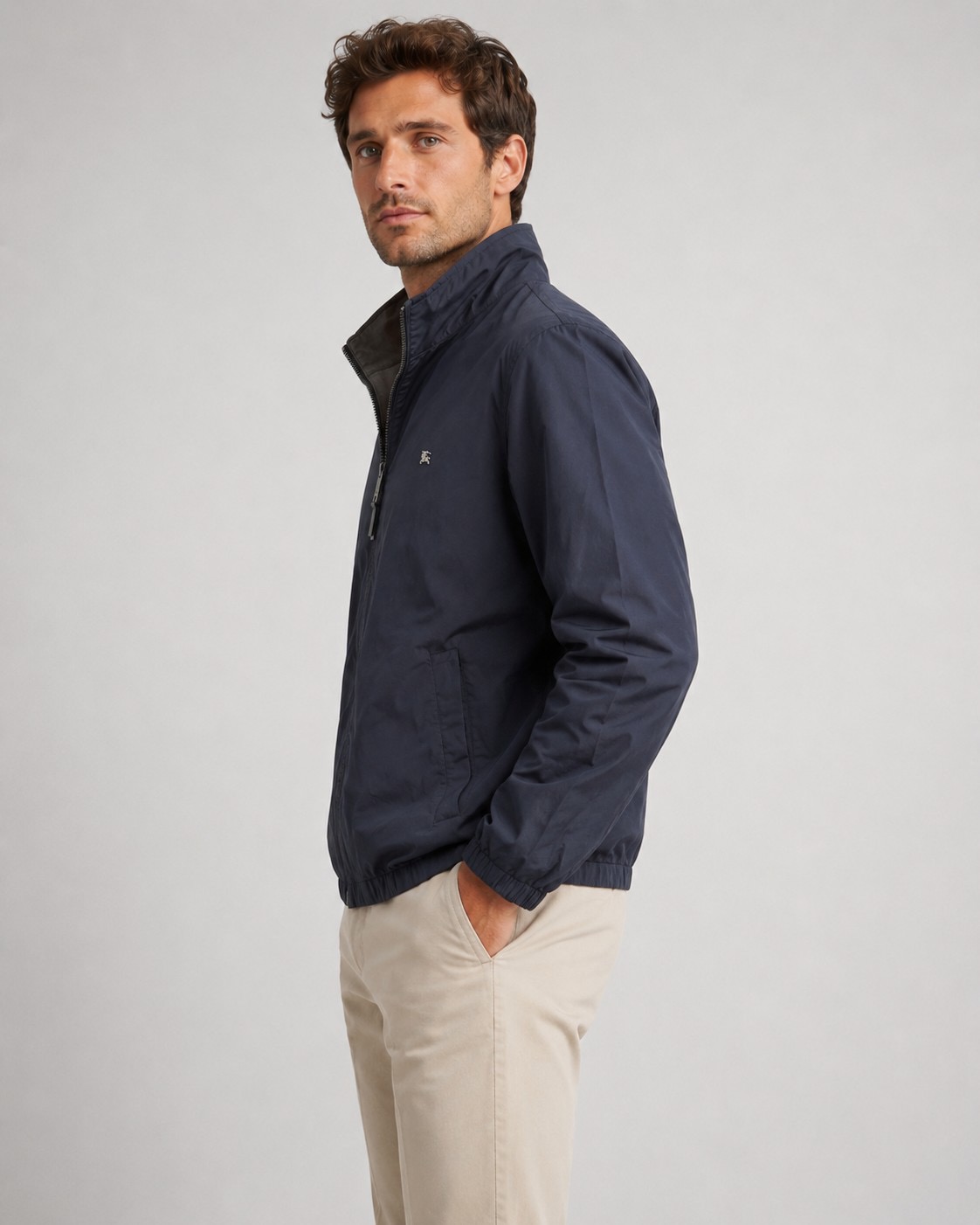 Contrast-Collar Horse-Logo Blouson — product photograph