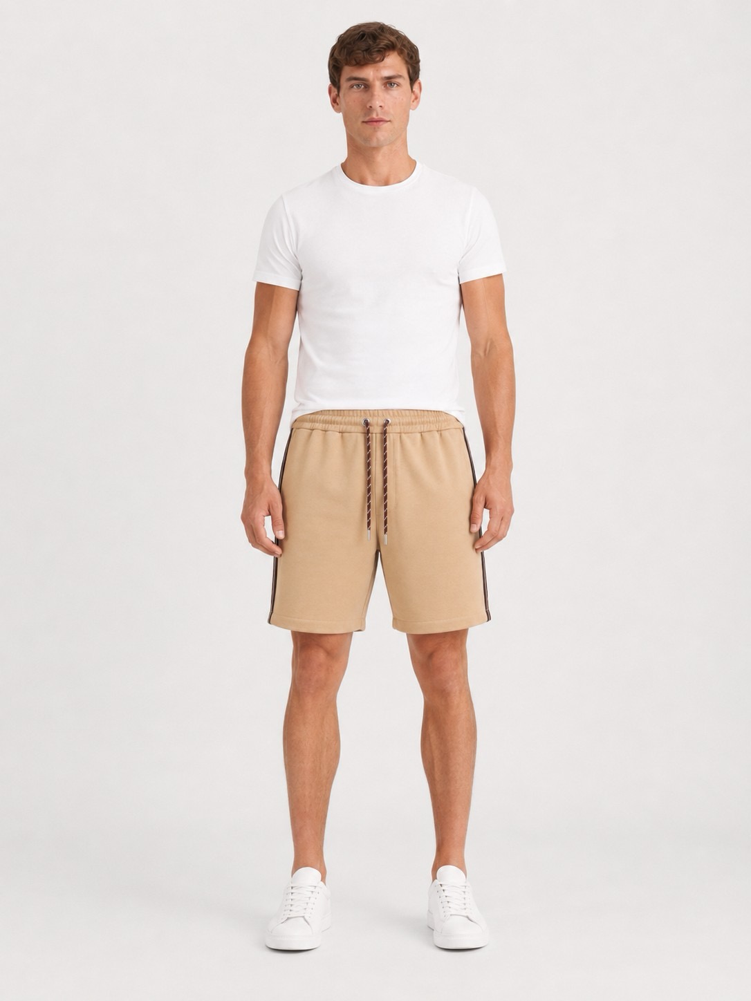 Side-Stripe Drawstring Shorts — product photograph