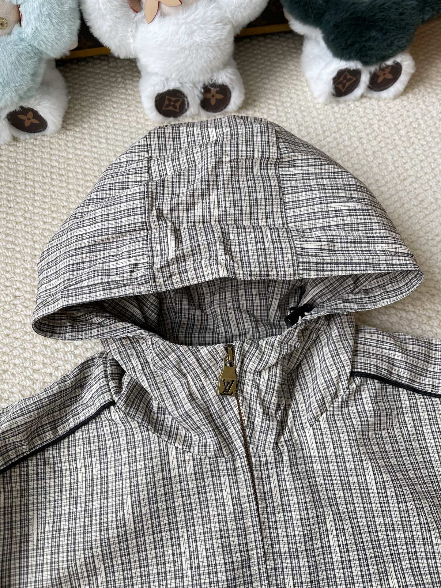 Checked Half-Zip Hooded Jacket — product photograph