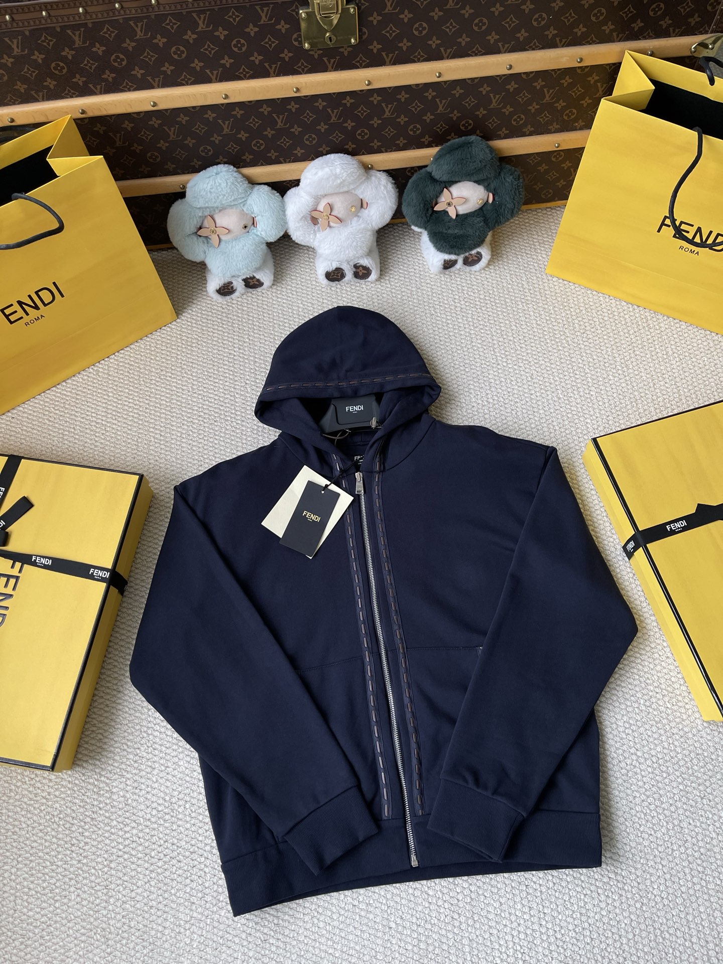 Logo-Trim Zip Hoodie — product photograph