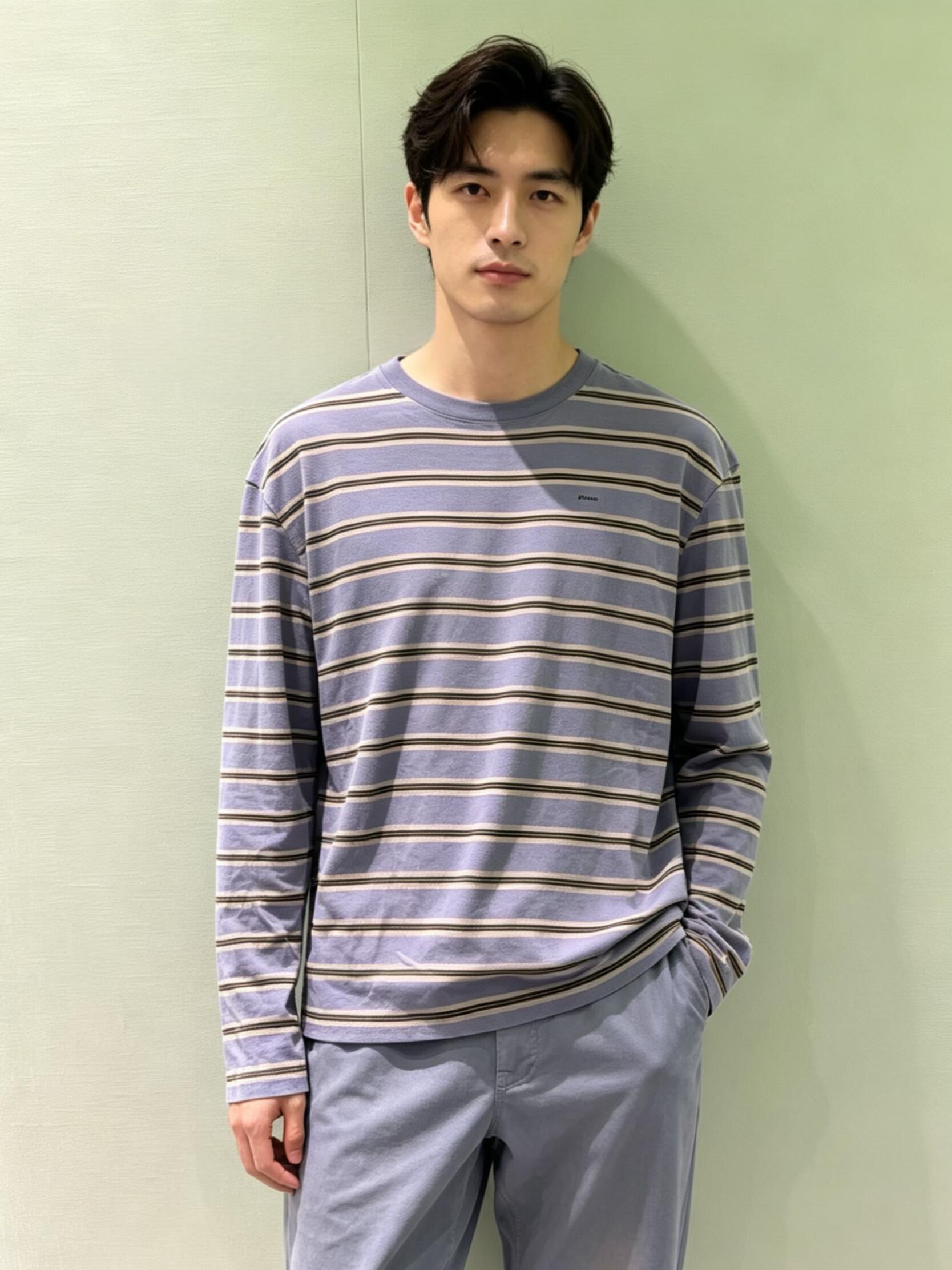 Fine-Stripe Long-Sleeve T-Shirt — product photograph