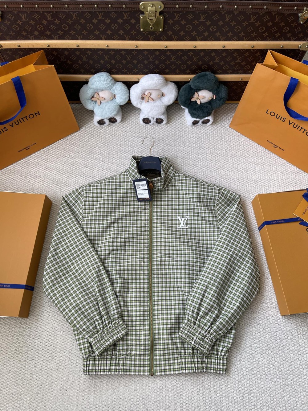 Gingham Zip Windbreaker — product photograph