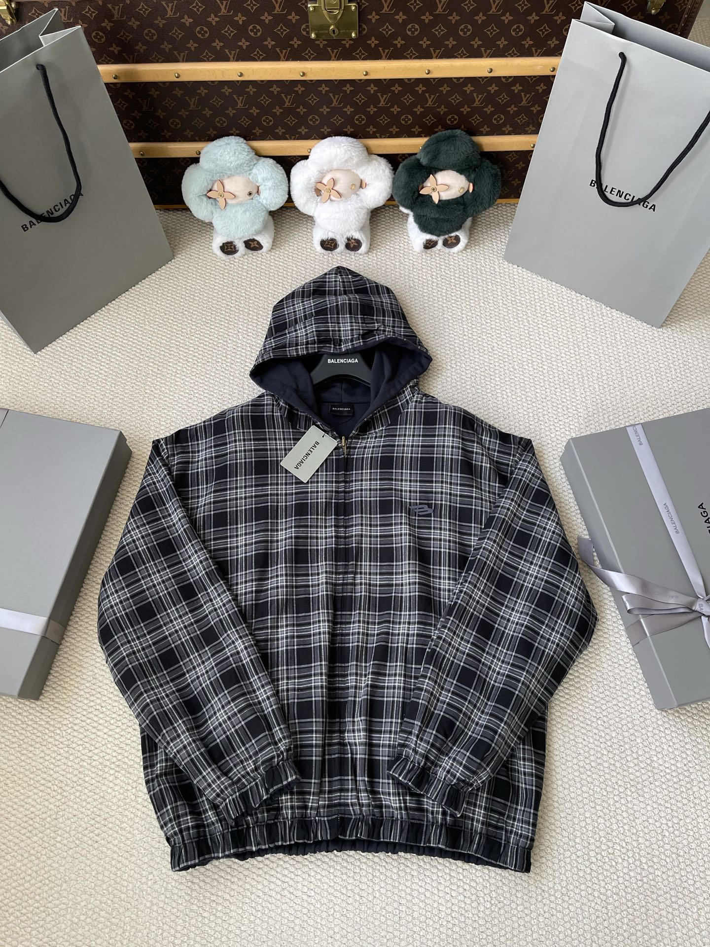 Plaid Zip Hooded Jacket — product photograph