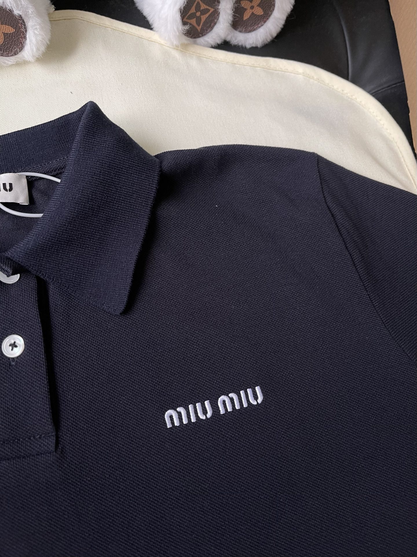 Layered-Trim Short-Sleeve Polo — product photograph