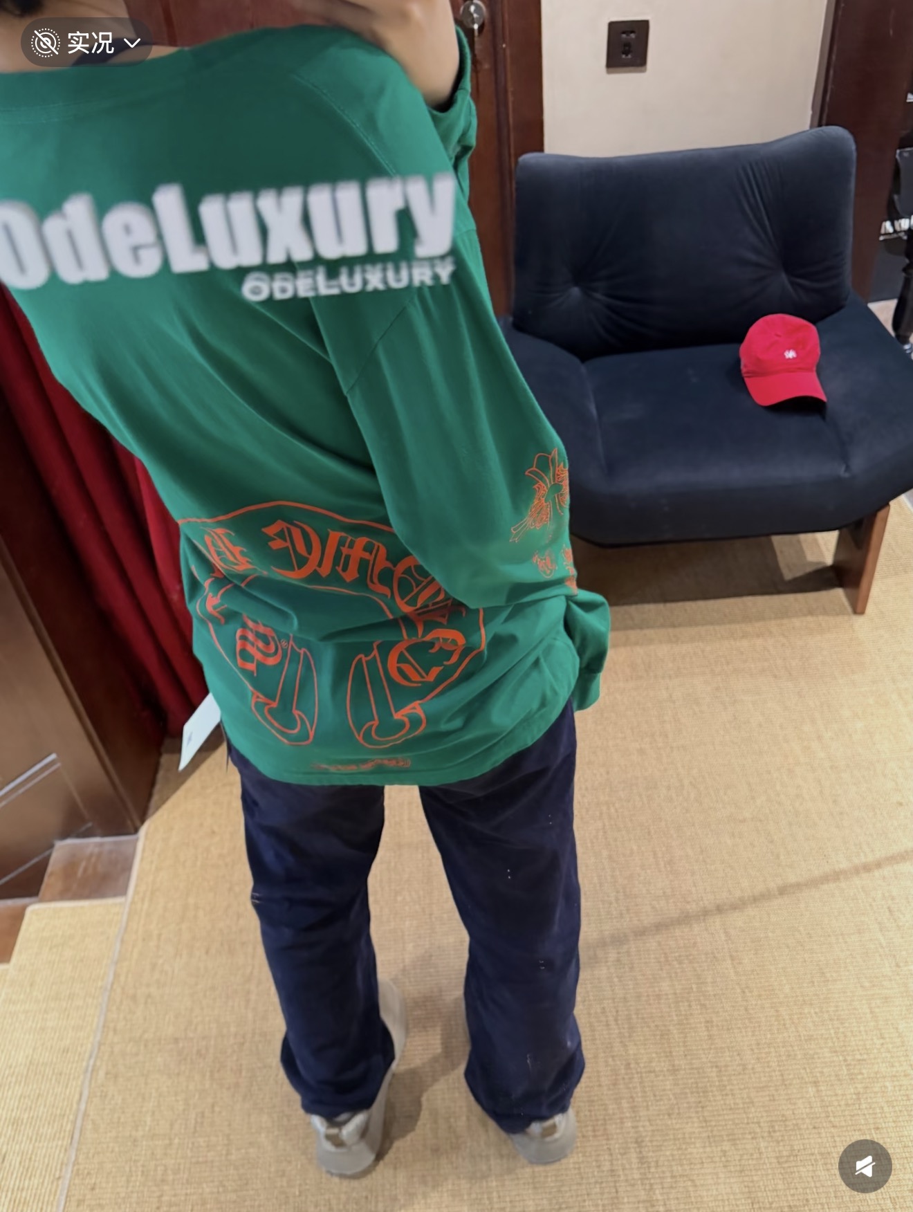 Orange Horseshoe Pocket Long-Sleeve T-Shirt — product photograph