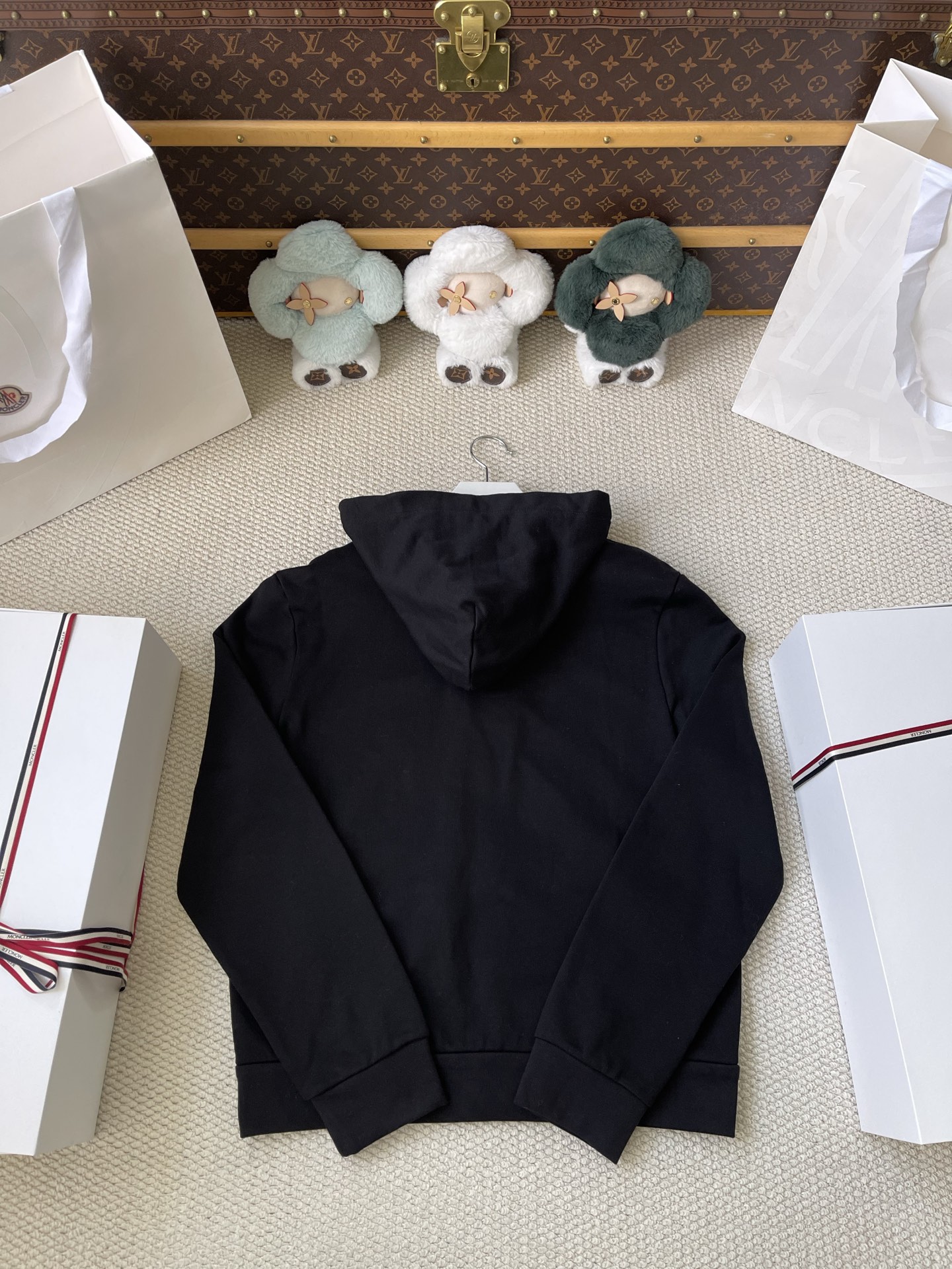 Outlined-Badge Zip Hoodie — product photograph
