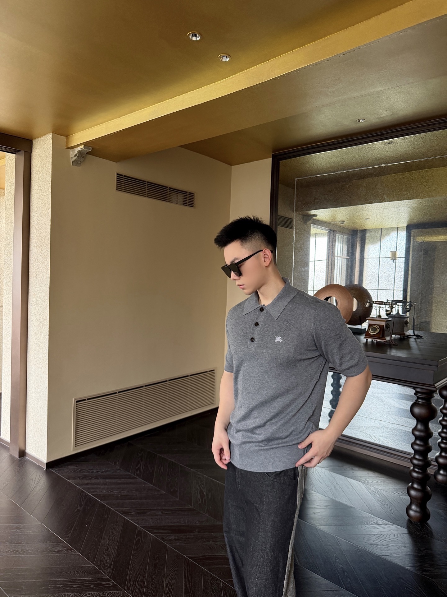 Knight Crest Short-Sleeve Knit Polo — product photograph