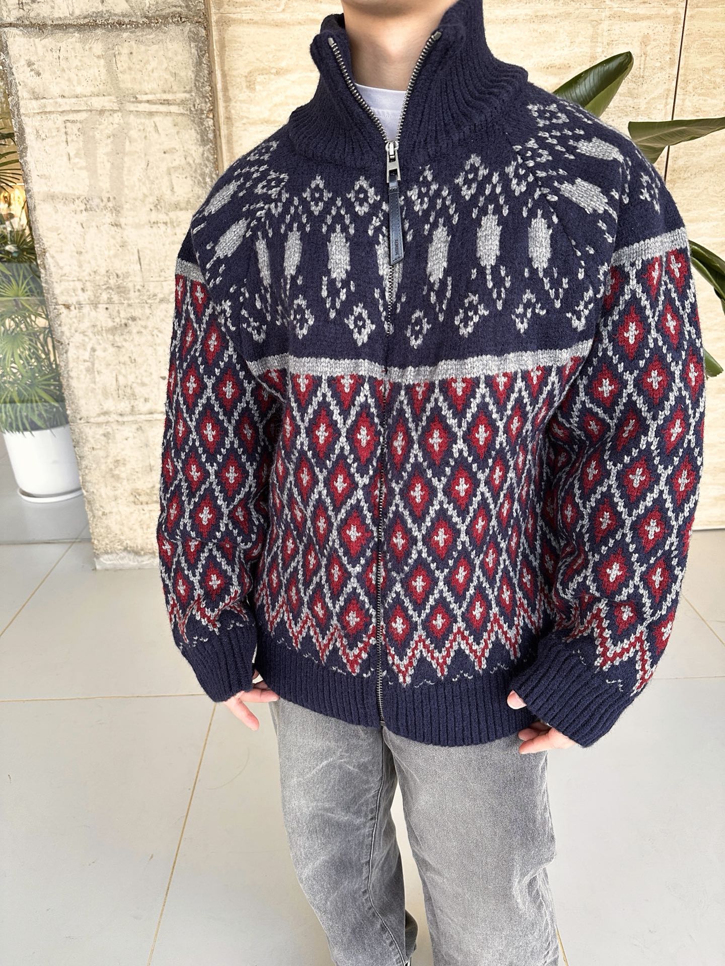 Fair-Isle Zip Cardigan — product photograph