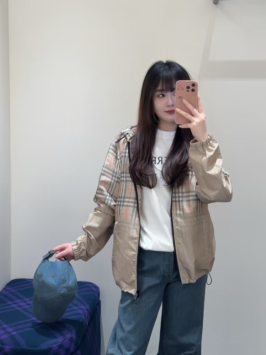 Check-Yoke Hooded Windbreaker — product photograph