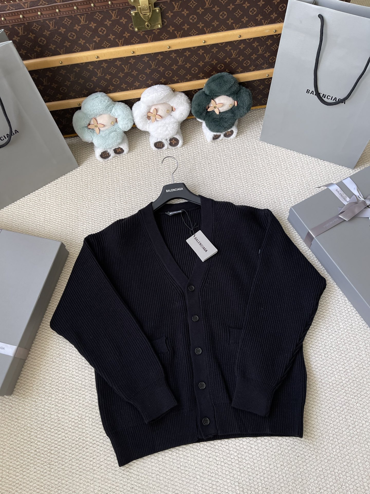 Sleeve-Label Ribbed Cardigan — product photograph