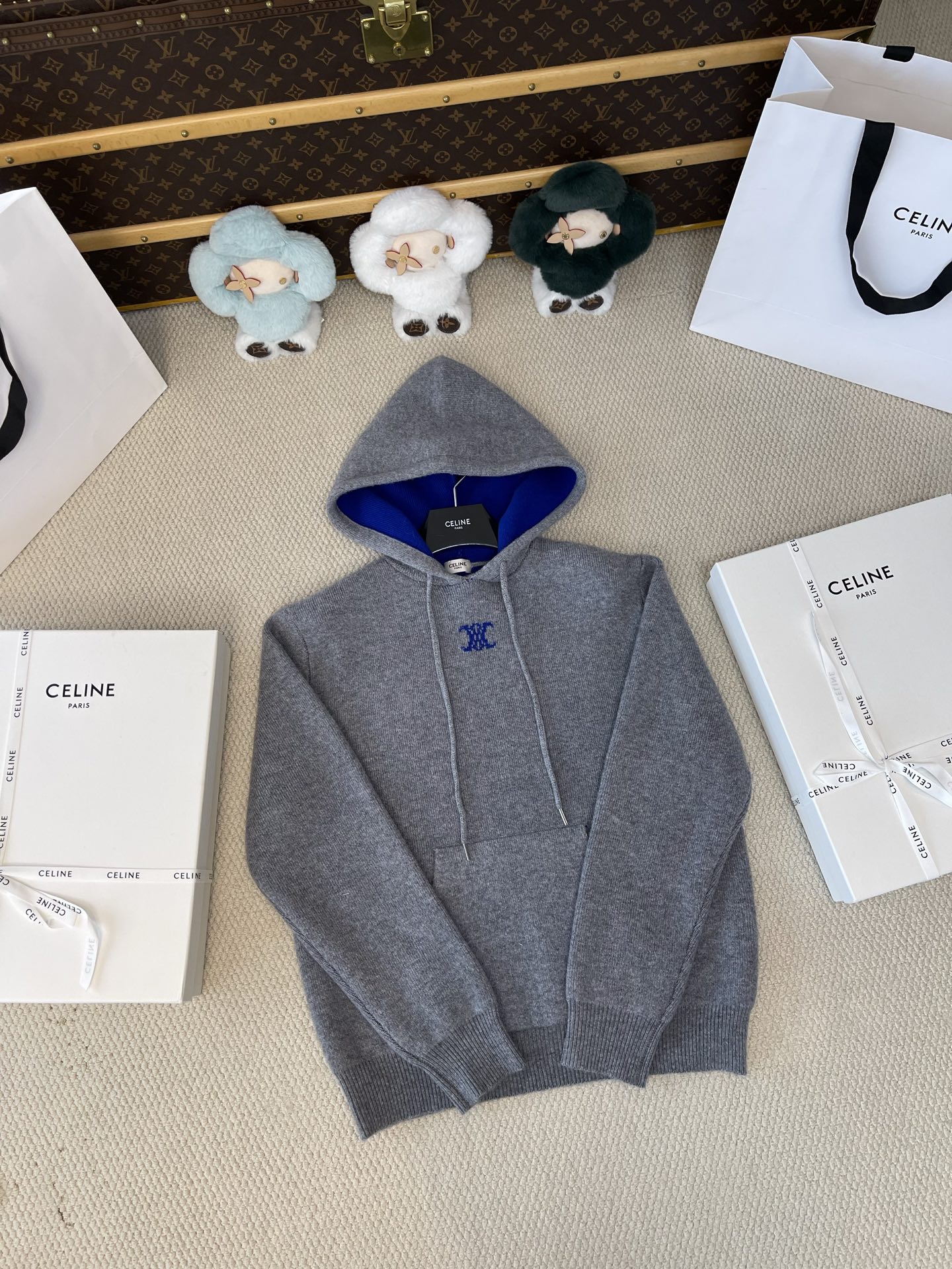 Blue-Lined Knit Hoodie — product photograph