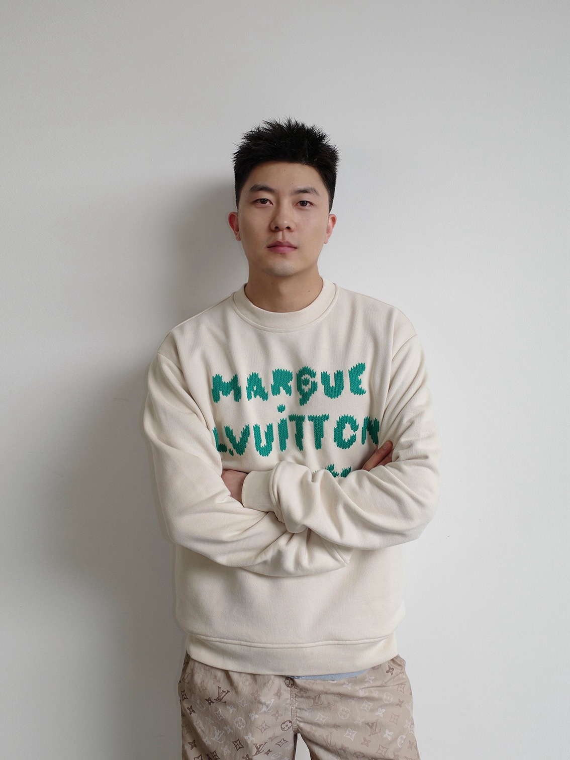 Stacked Lettering Crewneck Sweater — product photograph