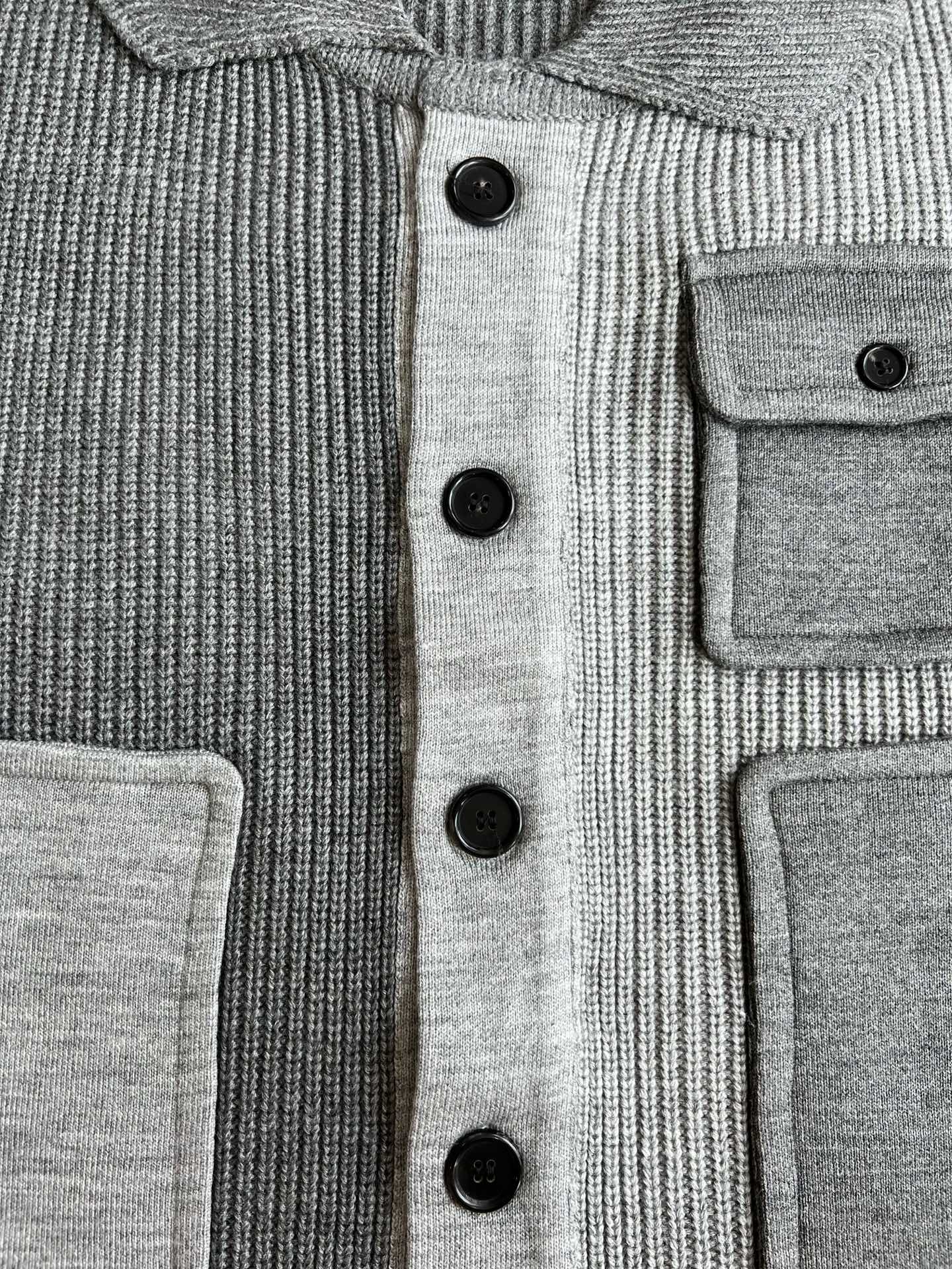 Color-Block Tricolor-Arm Utility Cardigan — product photograph