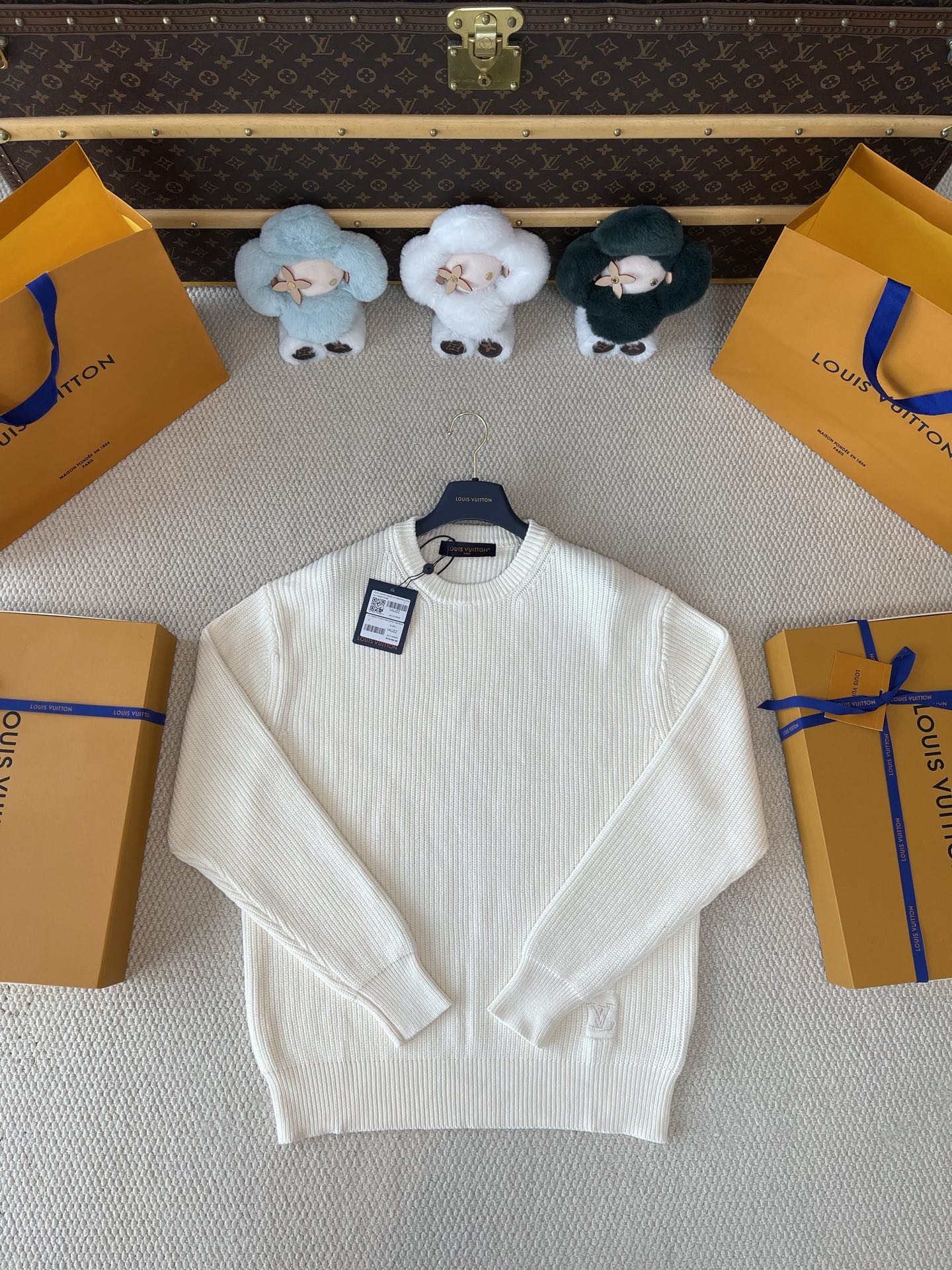 Tonal Chest-Monogram Ribbed Sweater — product photograph