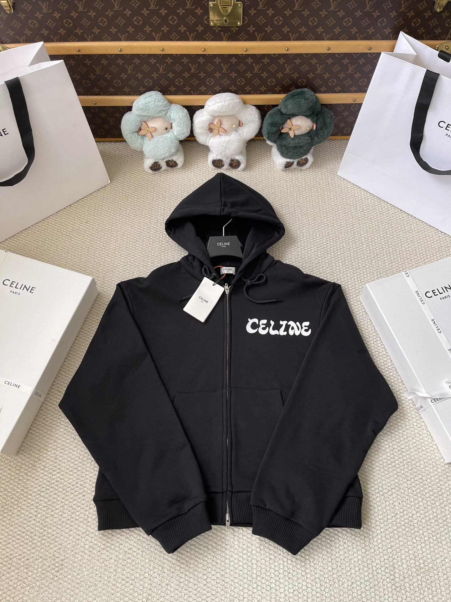 Rounded-Wordmark Zip Hoodie — product photograph