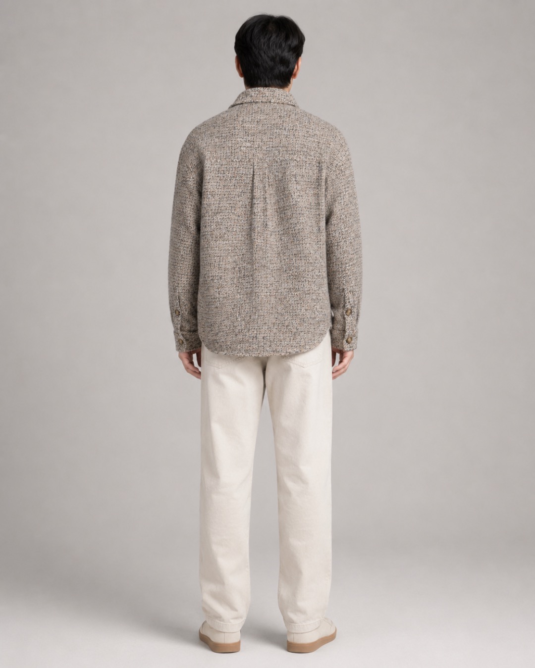 Textured-Check Button Overshirt — product photograph