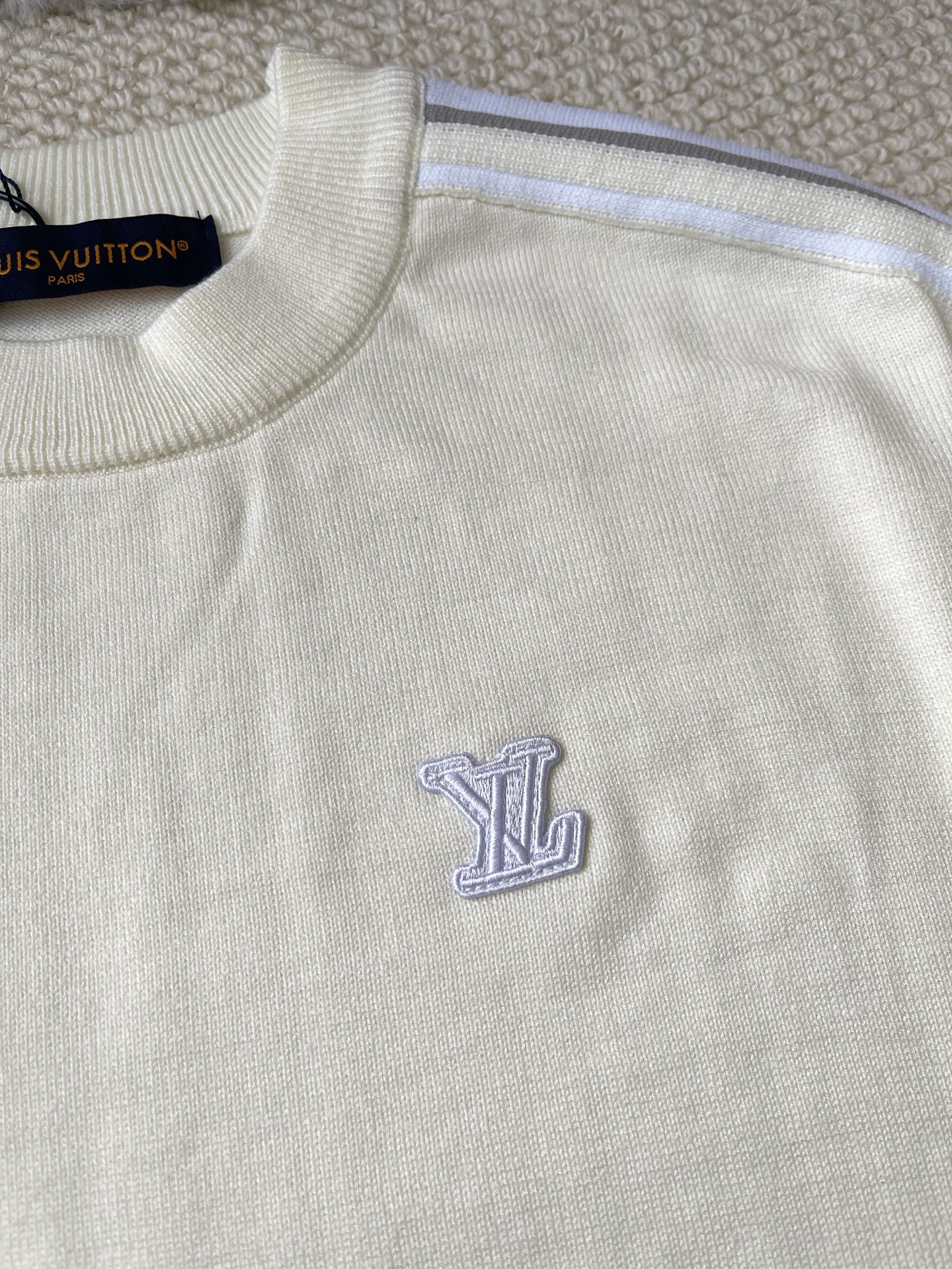 Floral-Stripe Sleeve Sweater — product photograph