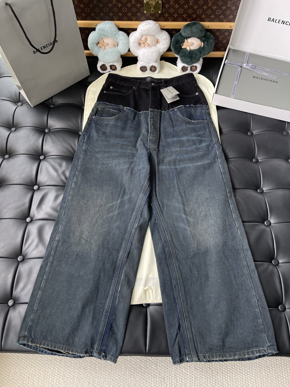 Layered-Waist Wide-Leg Jeans — product photograph